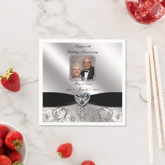 60th Wedding Anniversary Photo Paper Napkins (Insitu)