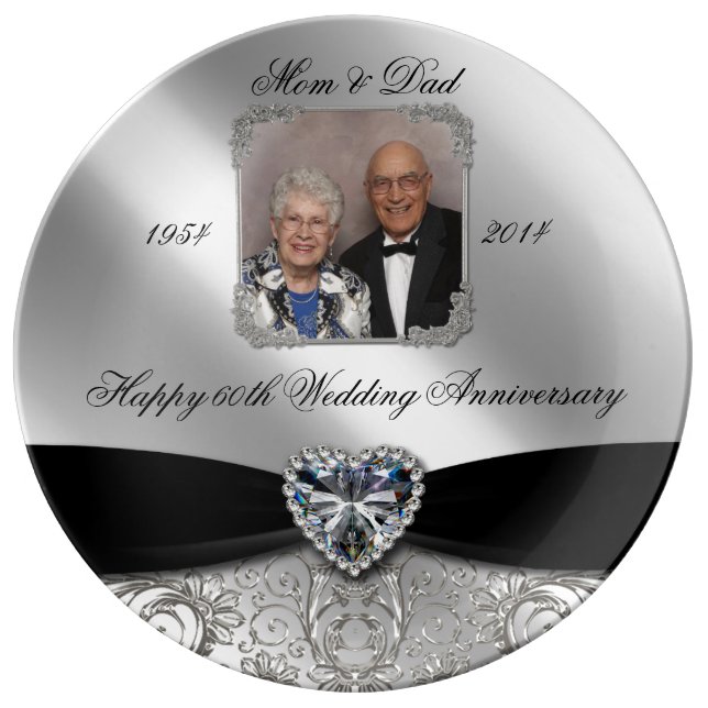 60th Wedding Anniversary Photo Porcelain Plate (Front)