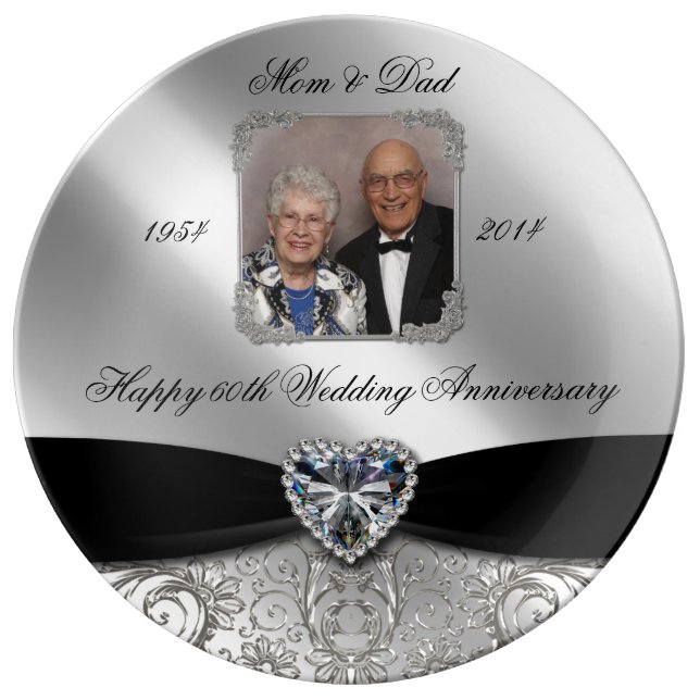 60th Wedding Anniversary Photo Porcelain Plate (Front)