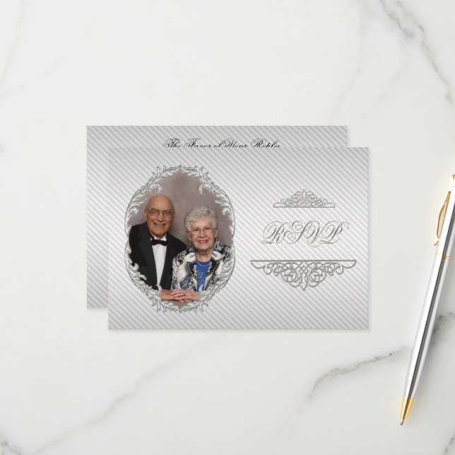 60th Wedding Anniversary Photo RSVP Card (Front/Back In Situ)