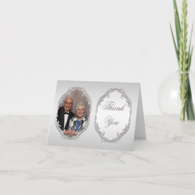 60th Wedding Anniversary Photo Thank You Note Card (Front)