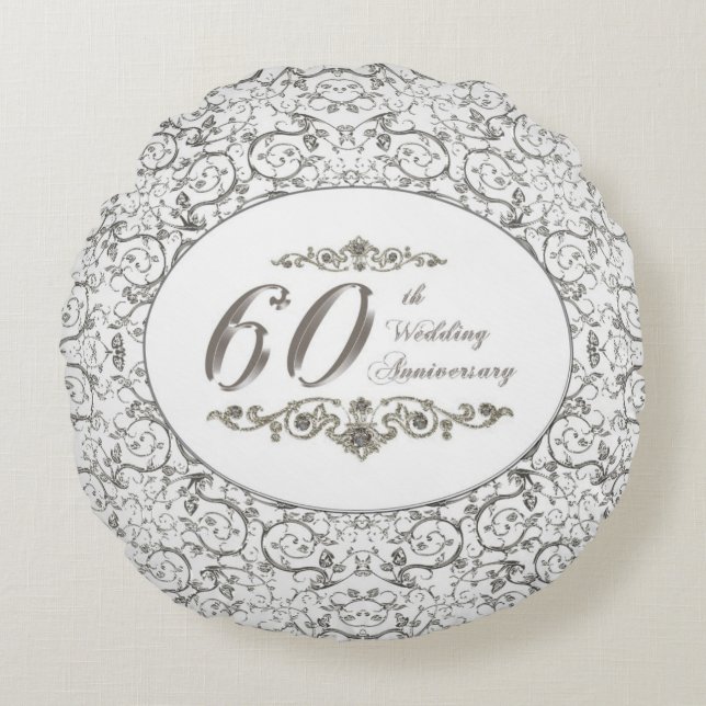 60th Wedding Anniversary Round Cushion (Front)