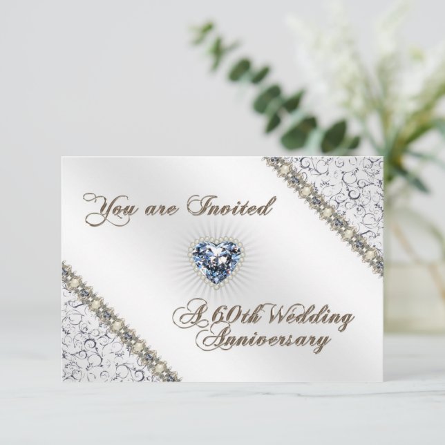 60th Wedding Anniversary RSVP Invitation Card (Standing Front)
