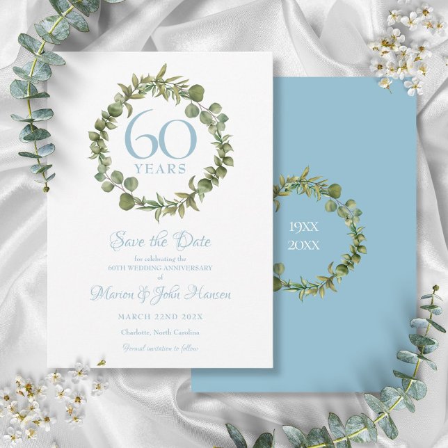 60th Wedding Anniversary Save The Date Garland  Invitation (60th Wedding Anniversary Save The Date Garland Invitation)