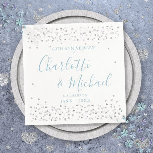 60th Wedding Anniversary Script Hearts Confetti Napkin