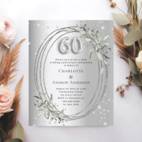 60th wedding anniversary silver diamond invitation