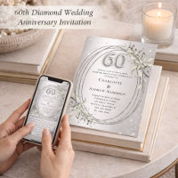 60th wedding anniversary silver greenery diamonds