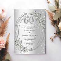 60th wedding anniversary silver greenery diamonds