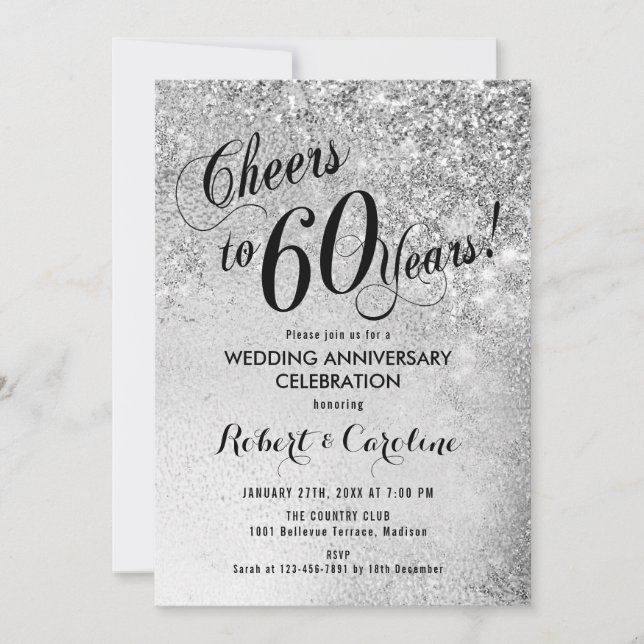 60th Wedding Anniversary Silver Invitation (Front)
