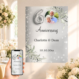 60th Wedding Anniversary Silver Photo Welcome Poster