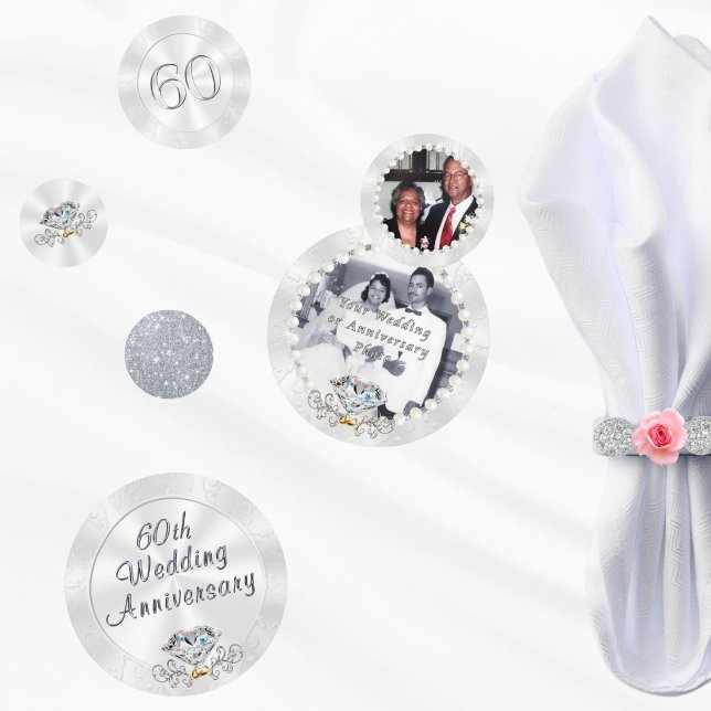 60th Wedding Anniversary Table Decoration Ideas,  Confetti (60th anniversary confetti for beautiful 60th anniversary table decor ideas. Diamond table confetti. )