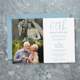 60th Wedding Anniversary Then And Now 2 Photo Invitation