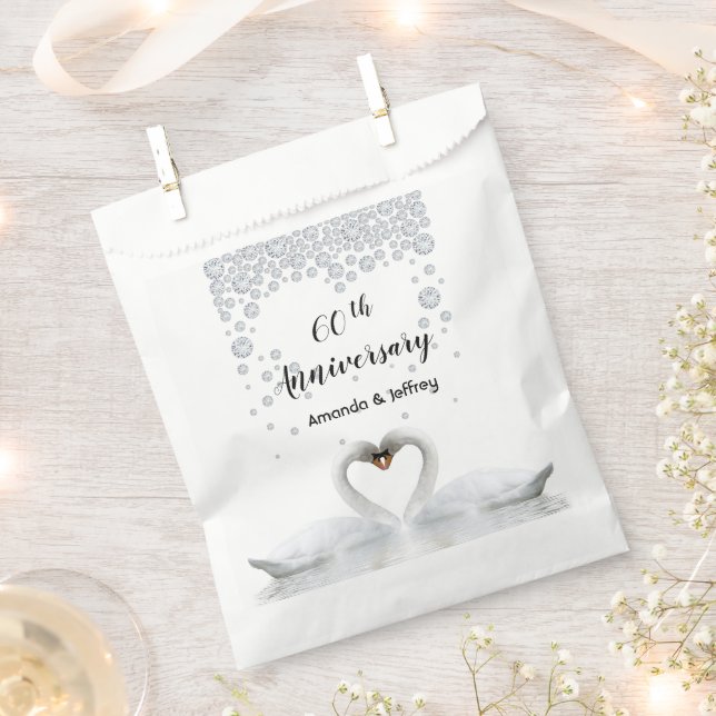 60th wedding anniversary white swan couple favour bags (Clipped)