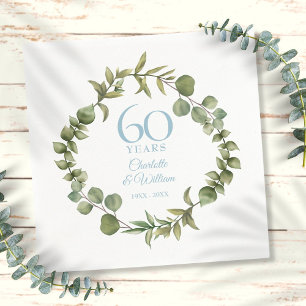 60th Wedding Diamond Anniversary Greenery Garland  Napkin