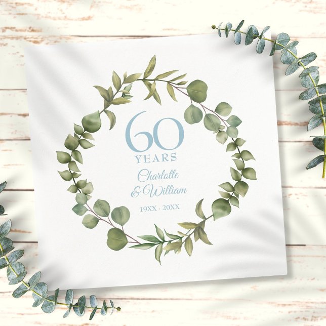 60th Wedding Diamond Anniversary Greenery Garland  Napkin (Creator Uploaded)