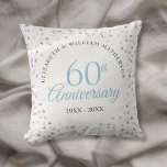 60th Wedding Diamond Anniversary Hearts Confetti Cushion<br><div class="desc">Featuring delicate hearts confetti. Personalise with your special sixty years diamond anniversary information in chic lettering. Designed by Thisisnotme©</div>