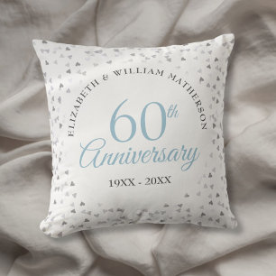 60th Wedding Diamond Anniversary Hearts Confetti Cushion