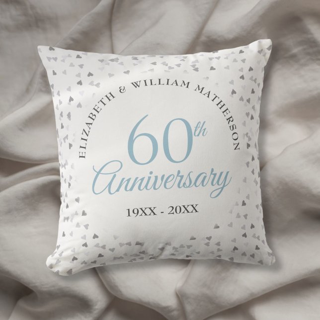 60th Wedding Diamond Anniversary Hearts Confetti Cushion (60th Wedding Diamond Anniversary Hearts Confetti Throw Pillow)