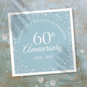 60th Wedding Diamond Anniversary Hearts Confetti Napkin