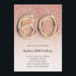 60th Women Birthday Rose Gold Glitter Elegant Invitation<br><div class="desc">60th Women Birthday Rose Gold Glitter Elegant</div>