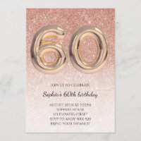 60th Women Birthday Rose Gold Glitter Elegant