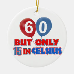 60th year old birthday designs ceramic tree decoration