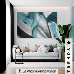60x40" Trend Abstract Art Canvas Black White Blue Print