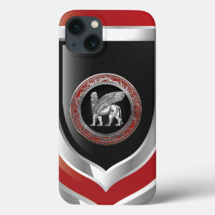 [610] Assyrian Winged Lion - Silver Lamassu iPhone 13 Case