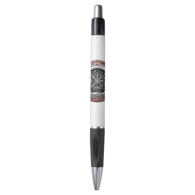 [610] Vegvisir - Viking Silver Magic Runic Compass (Front Vertical)