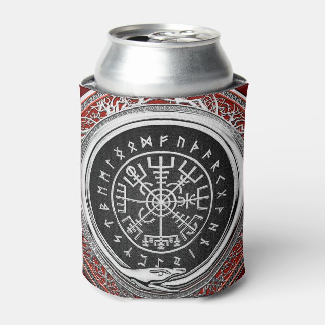 [610] Vegvisir - Viking Silver Magic Runic Compass Can Cooler (Can Front)