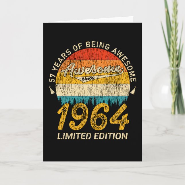 61 Year Old 1964 Retro Awesome 61st Birthday Gift Card (Front)