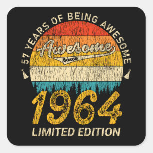 61 Year Old 1964 Retro Awesome 61st Birthday Gift Square Sticker