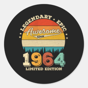 61 Year Old Bday 1964 Awesome 61st Birthday Gift Classic Round Sticker