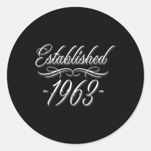 61 Year Old Tattoo Lover Birth Year 1963 61st Birt Classic Round Sticker