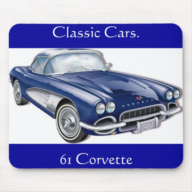 61CorvetteGlitzie, 61 Corvette, Classic Cars. Mouse Pad (Front)