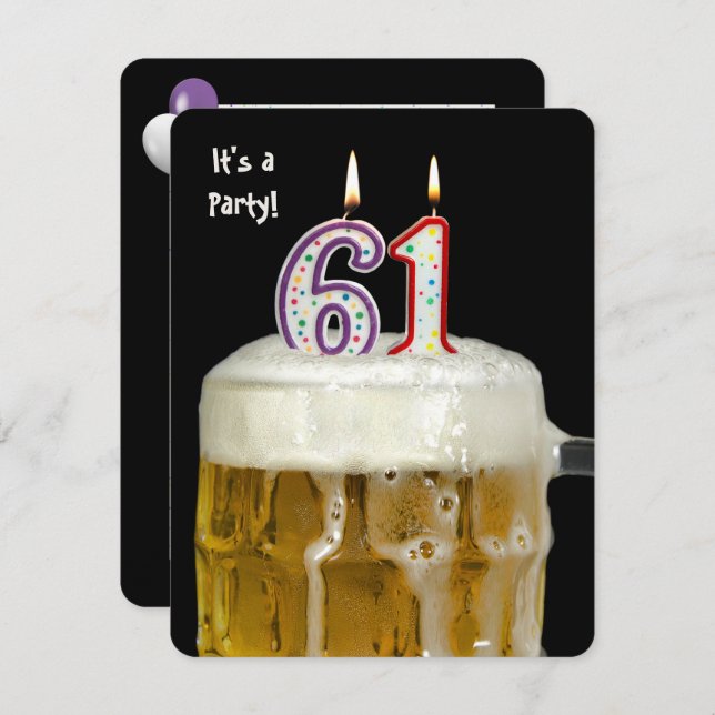 61st Birthday Beer Party Invitation (Front/Back)