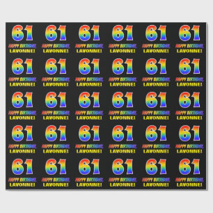 61st Birthday: Bold, Fun, Simple, Rainbow 61 Wrapping Paper