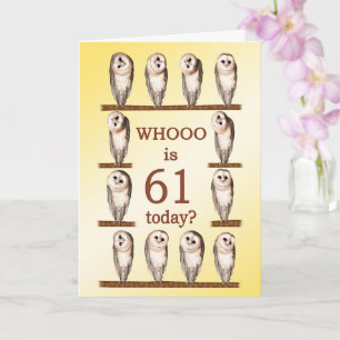 61st Birthday, Curious Owls Card