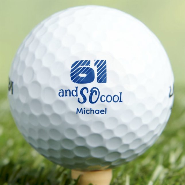 61st Birthday Gift for Him Cool 61 Blue Fun Custom Golf Balls (Creator Uploaded)