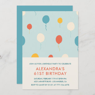 61st birthday invitations Balloons Modern