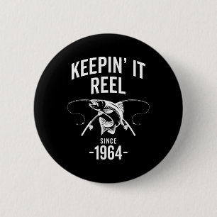 61st Birthday Keepin It Reel Since 1964 Fishing Fi 6 Cm Round Badge
