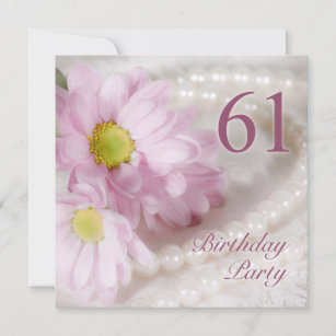 61st Birthday party invitation with daisies