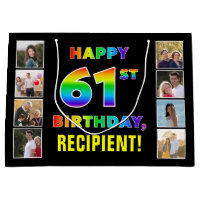 61st Birthday: Rainbow Text, Custom Photos & Name