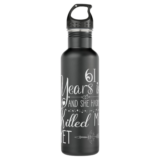 61st Wedding Anniversary for Him Couple 61 Years o 710 Ml Water Bottle (Front)