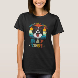 61th Birthday Love Border Collie Dog 61 Years Sinc T-Shirt
