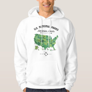 62 National Parks Map Gifts US Park Vintage Campin Hoodie