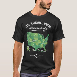 62 National Parks Map Gifts US Park Vintage Campin T-Shirt
