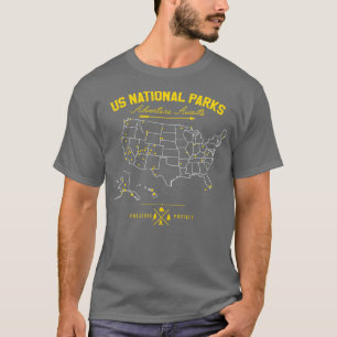 62 National Parks Map Gifts US Park Vintage Campin T-Shirt