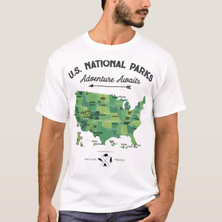 62 National Parks Map Gifts US Park Vintage Campin T-Shirt