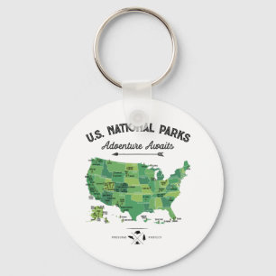 62 National Parks Map Us Park Vintage Camping Hiki Key Ring